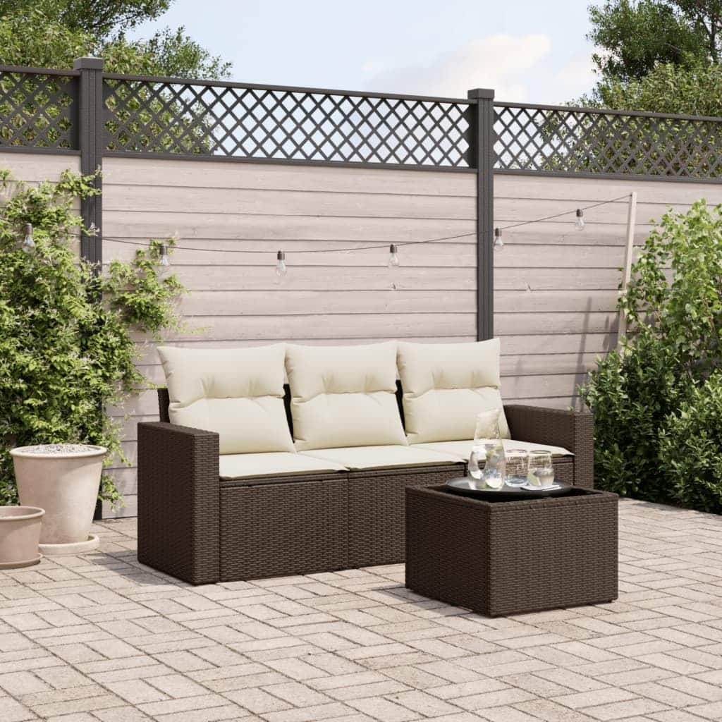 vidaXL Garden Sofa Set Brown PE rattan Standard Modular - 21.7 x 21.7 x 14.6