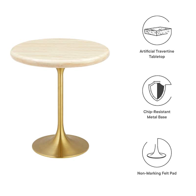 Lippa 20" Round Artificial Travertine Side Table