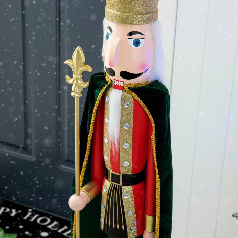 Glitzhome 42"H Large Size Christmas Wooden King & Soldier Nutcracker Set Xmas Figurine Decor for Indoor Outdoor