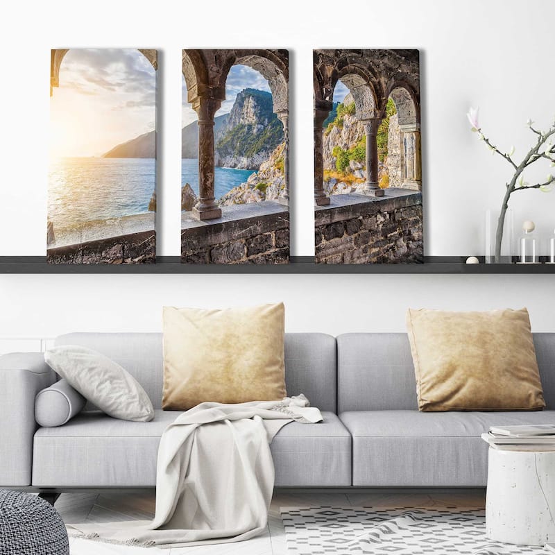 "Chiesa Di San Pietro, Italy" 3 Piece Set on Canvas