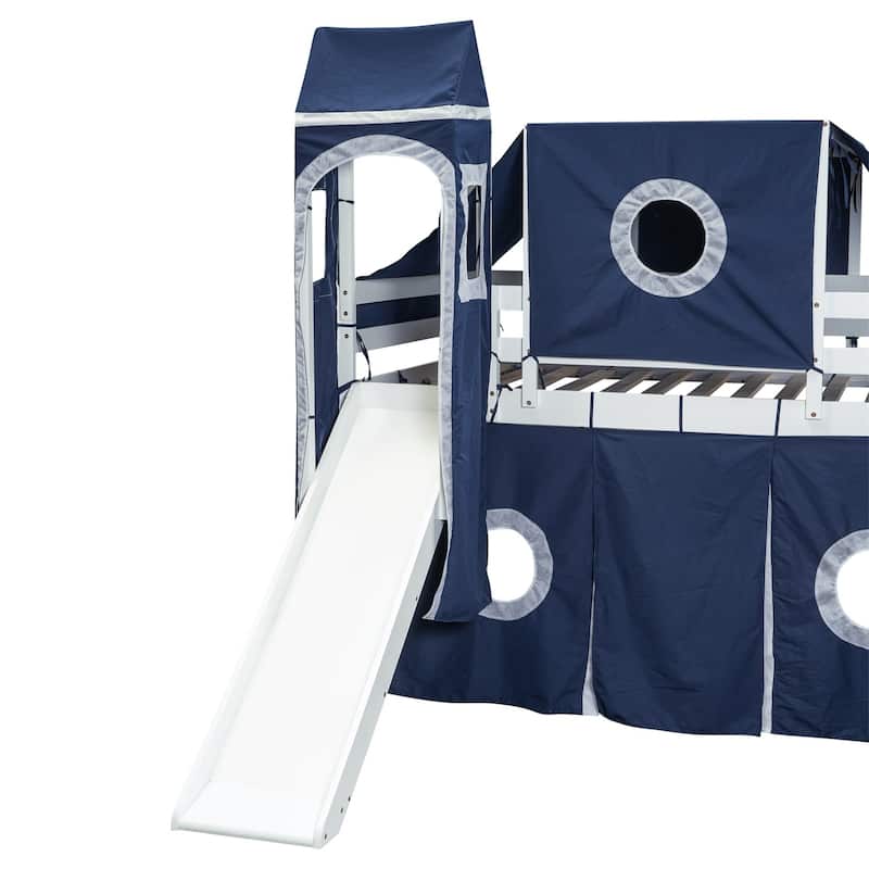 Merax Full/Twin Loft Bed with Tent and Tower