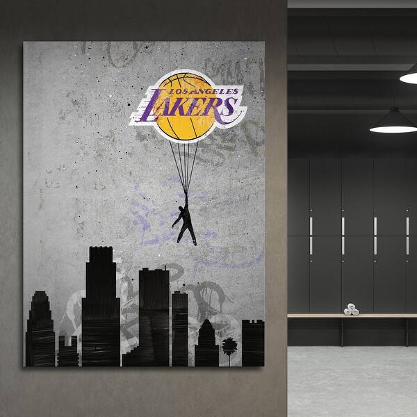 Shop Ikonick Los Angeles Lakers Balloon Canvas Art Overstock 22120868