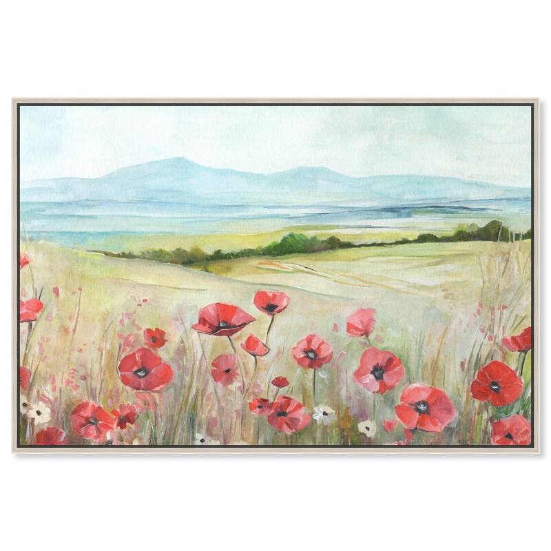 The Poppy Field Canvas by Art Remedy - Silver - 36" x 24"