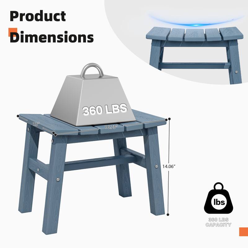 Outdoor Patio HDPE Ottoman Footstool, Extra Seat