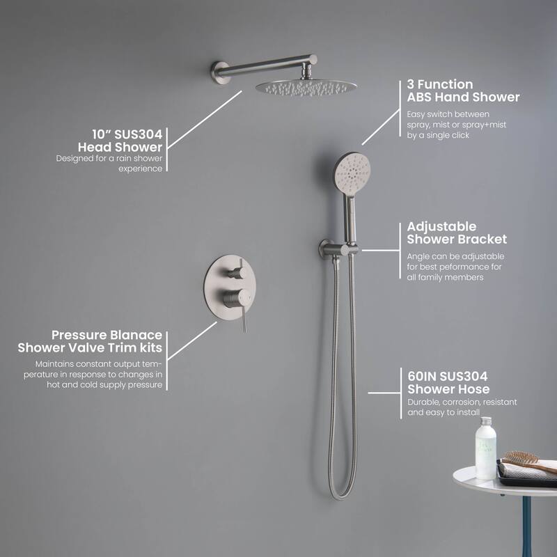 Circular Pressure Balanced 2-Function Shower System with Rough-In Valve
