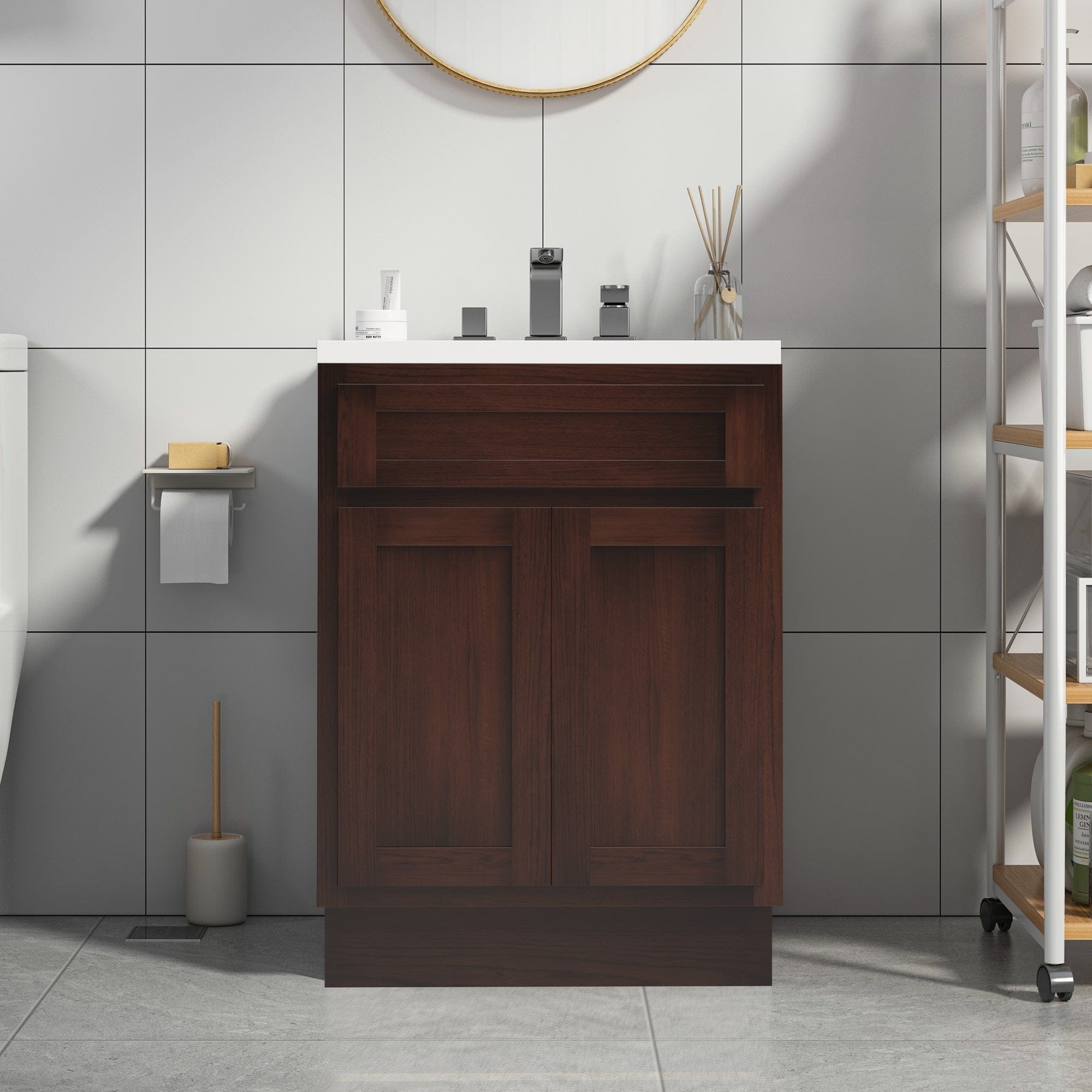 24 inch store brown bathroom vanity