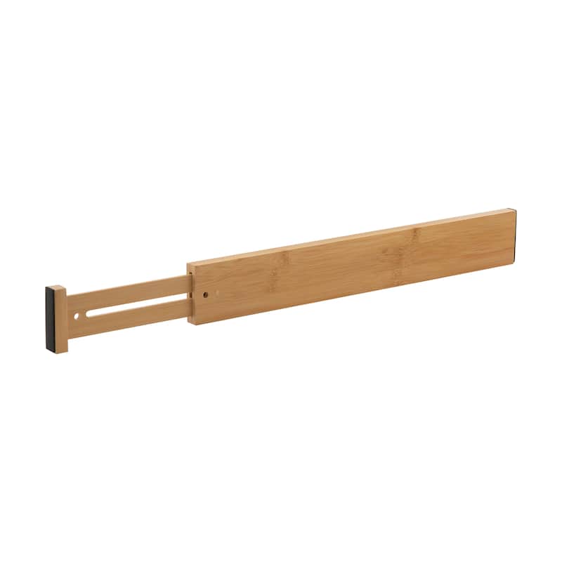 Simplify 2 Pack Adjustable Drawer Dividers in Bamboo - 16.9" x 0.6" x 2.36" - Tan
