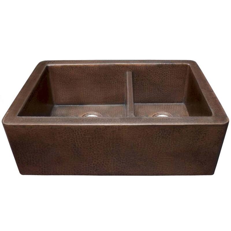 Native Trails Farmhouse 33" Double Basin 16 Gauge Hammered Copper