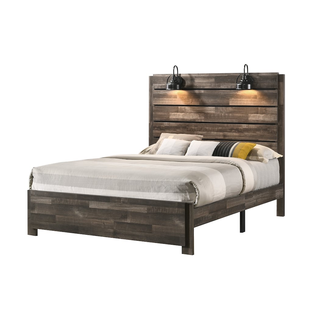Edyth Brown LED Platform Bed