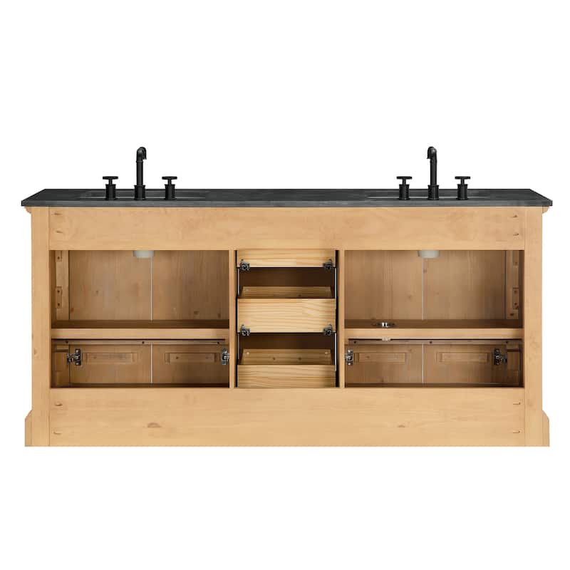 Hervas Bath Vanity with Natural Marble Top and Mirror