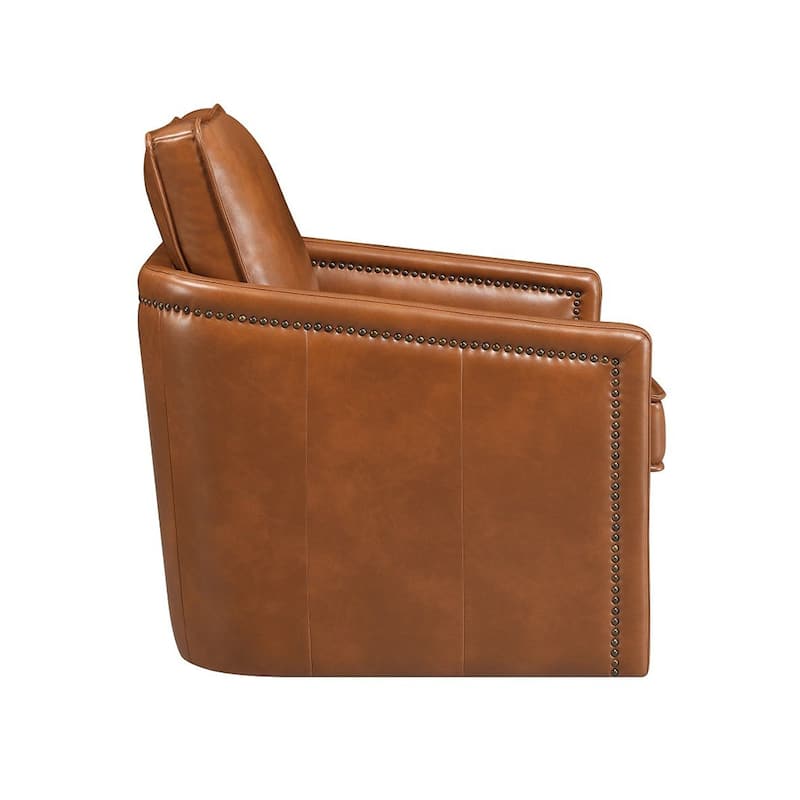 Faux Leather Accent Chair with Nailhead Trim