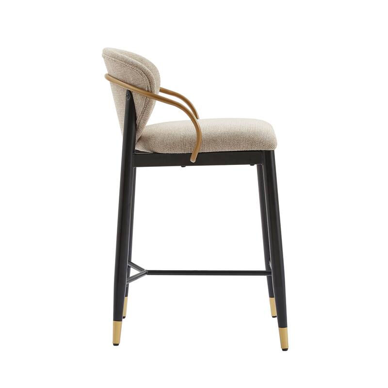 Christopher Knight Home - Mateo Modern Upholstered Counter Stool Set of 2 with Metal Frame and Supportive Back Design