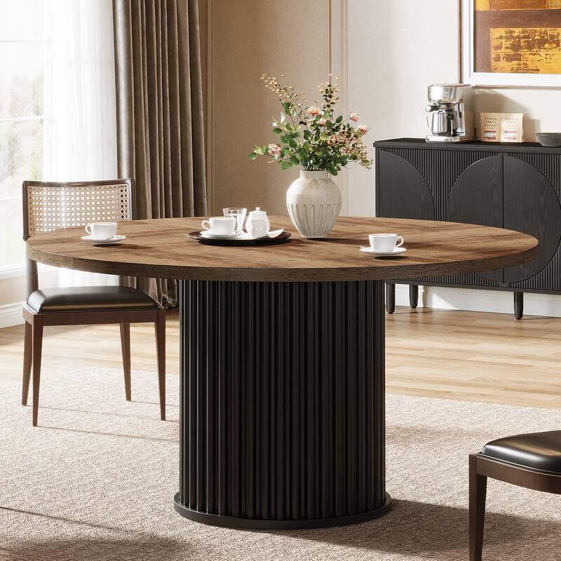 47-inches Round Dining Table for 4-6, Modern Kitchen Table with Heavy Duty Base - 47.24" W x 47.24" D x 29.92" H