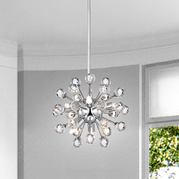 Clara Mini Pendant 6 Light Sputnik Clear Crystal Balls Pendant Chandelier Chrome