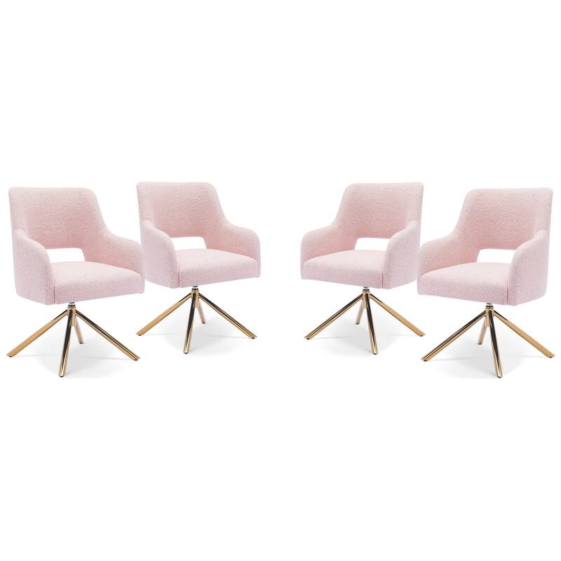 Boucle Polyester Upholstered Swivel Accent Chair - Stain Resistant (Set of 4)