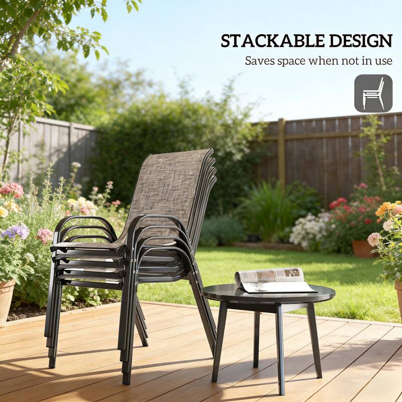 GDFStudio Outdoor Mesh Dining Chairs Set of 4