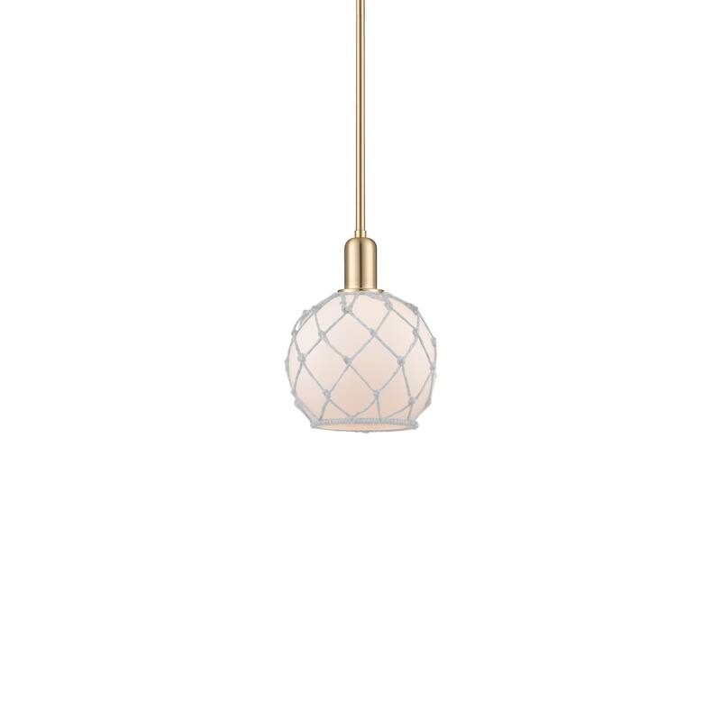 Innovations Lighting 716-1S-11-8 Farmhouse Rope Pendant Farmhouse Rope - Champagne Bronze / White Glass with White Rope
