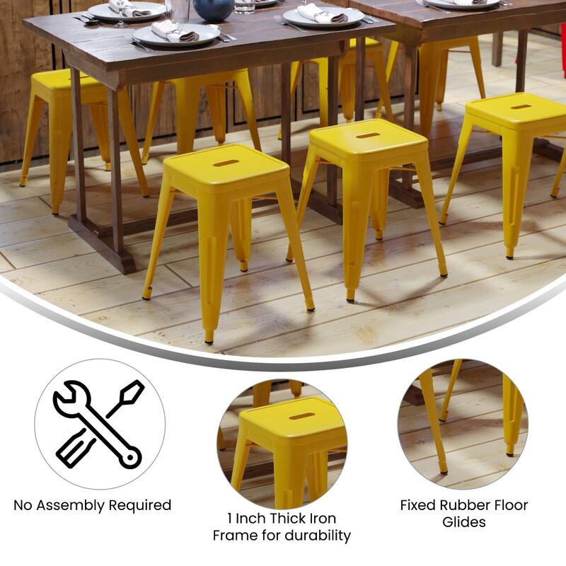 18 Inch Table Height Indoor Stackable Metal Dining Stool-Set of 4