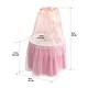 preview thumbnail 3 of 2, Badger Basket Sweet Dreams Round Doll Bassinet with Canopy and LED Lights - Pink/White/Stars - 20" x 20" x 33"