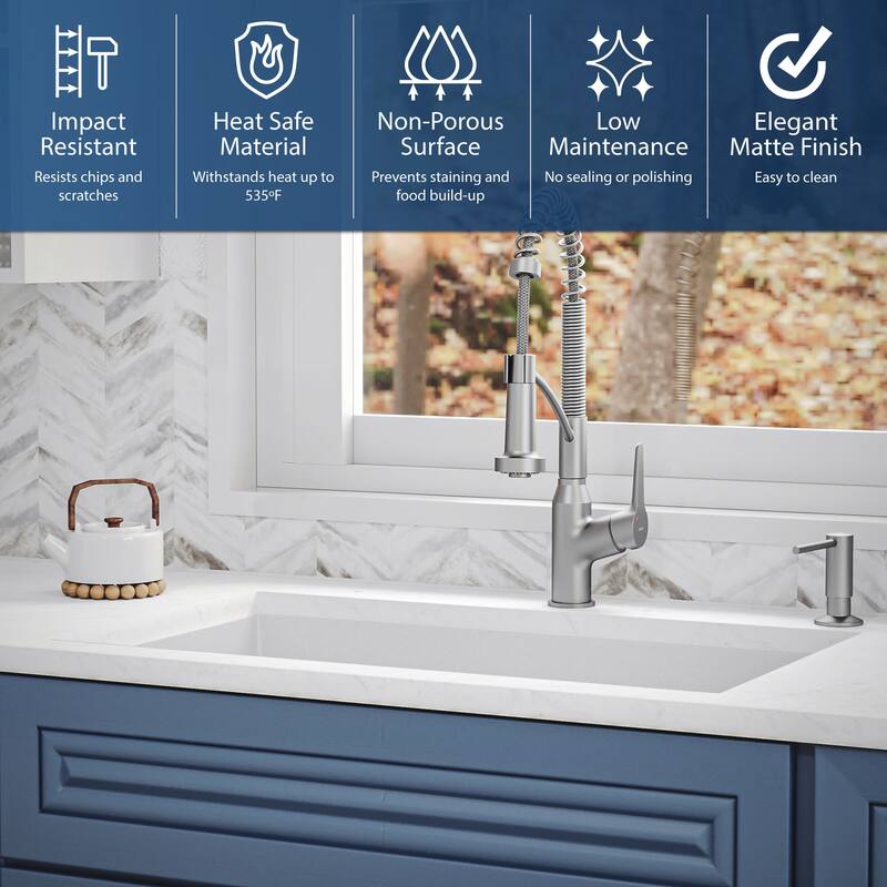 Karran USA QU-670 Undermount Quartz/Granite 32" Single Bowl Kitchen