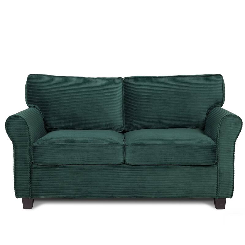 Modern 2-Seater Sofa,Padded Armrests - Dark Green
