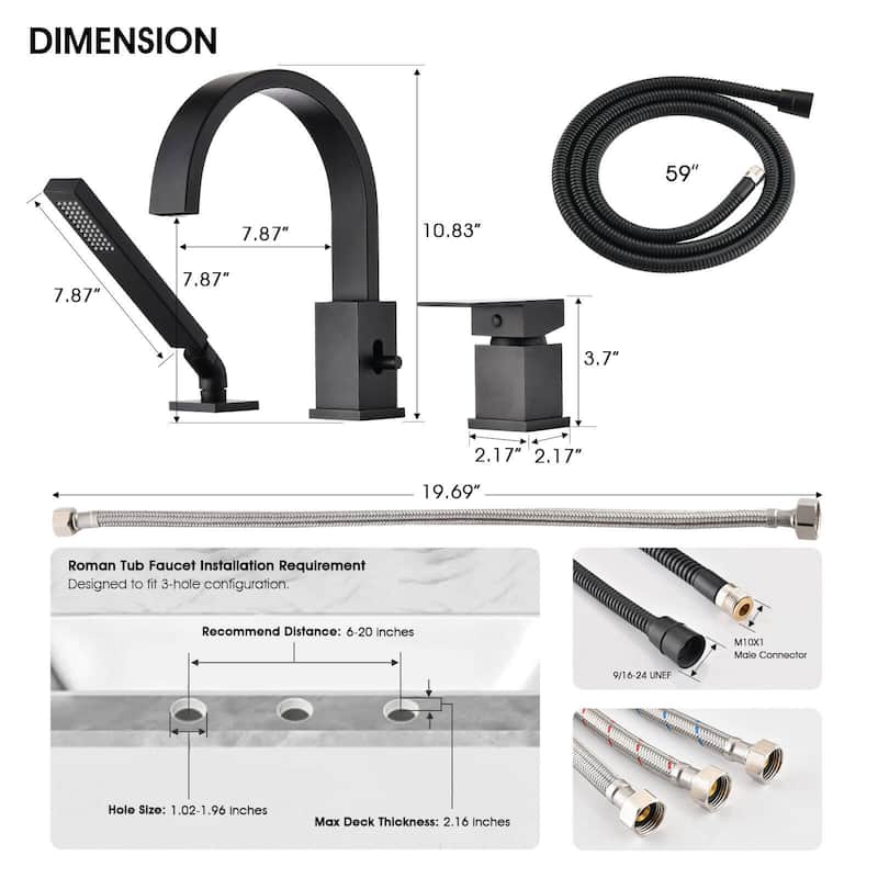 Single Handle Deck Roman Tub Faucets/Filler with Handheld Shower