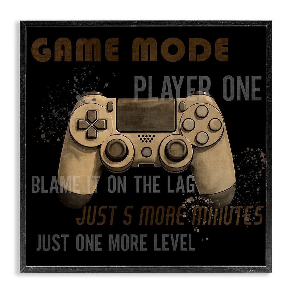 Stupell Gamer Phrases Vintage Style Framed Giclee Art Design By Kim Allen