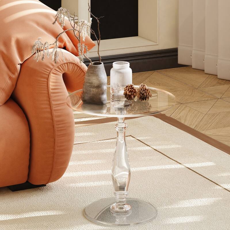 18” Round Clear Acrylic Side Table for Small Spaces - 17.72x18.70 inch