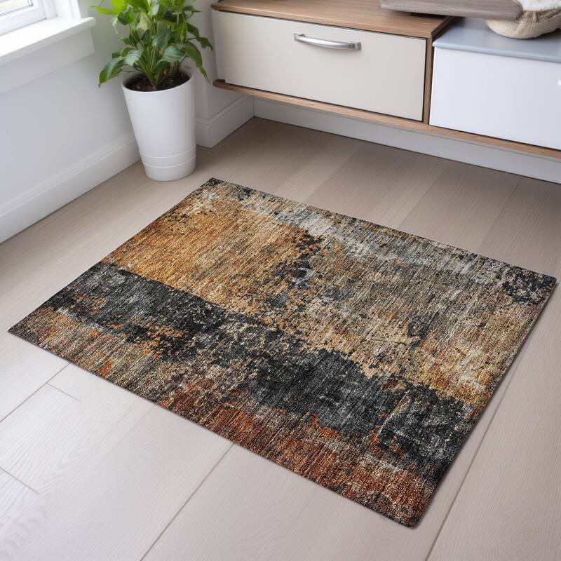 Premium Washable Super Soft Modern Abstract Mayfield Rug - Copper - 1'8" x 2'6"