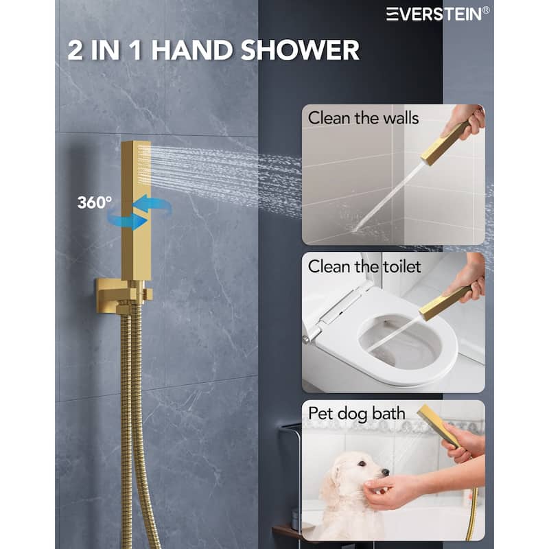64 Color LED Mood Lighting Thermostatic Shower System,20"Ceiling-Mount Shower Head with 3-Functions Spray