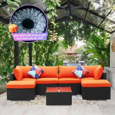 Kinbor Outdoor Cushioned Rattan Sectional Sofa Set - Overstock - 23485980