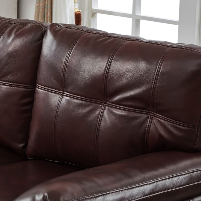 79" Modern PU Leather 3-Seater Sofa with Storage