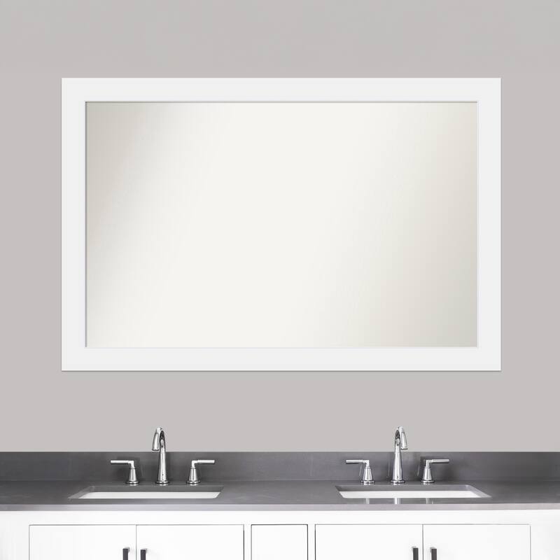 Corvino White Framed Non-Beveled Custom Wall Mirror, Bathroom Vanity Mirror