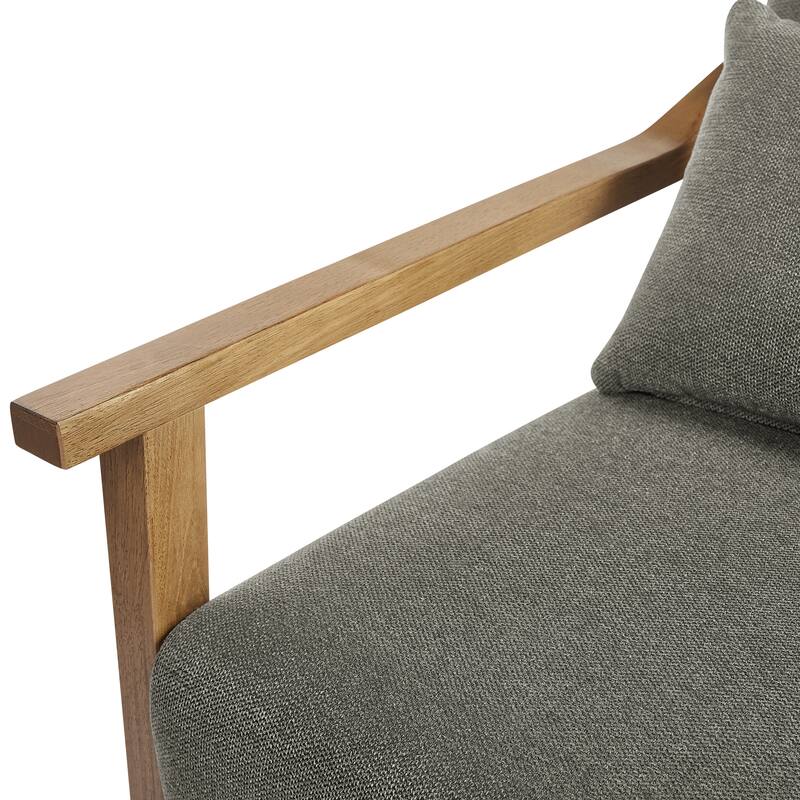 Rhyl Wood Arm Accent Chair with Lumbar Accent Pillow by Greyson Living