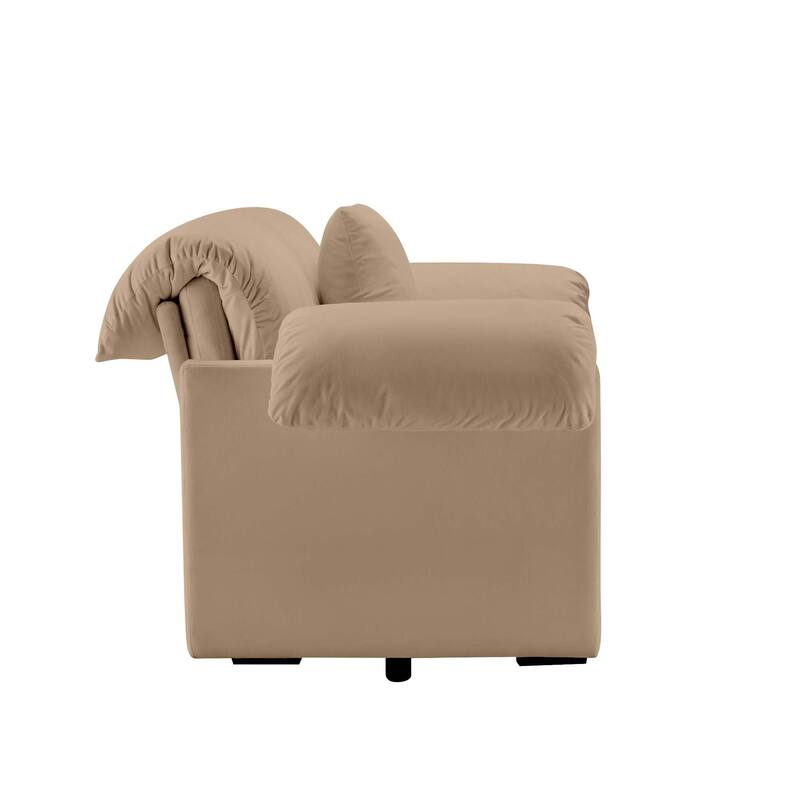 Velvet Deep Seat Storage Sofa Chair with Fluffy Armrest Pillows & Backrest