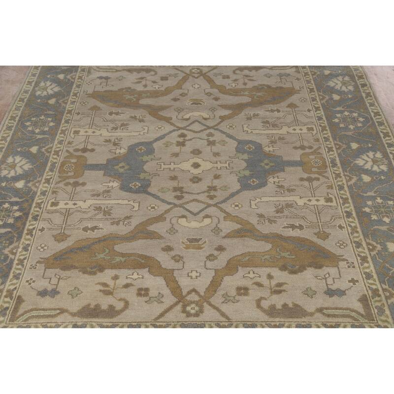 Oushak Indian Rug Hand-Knotted Wool Carpet - 8'1" x 9'10"
