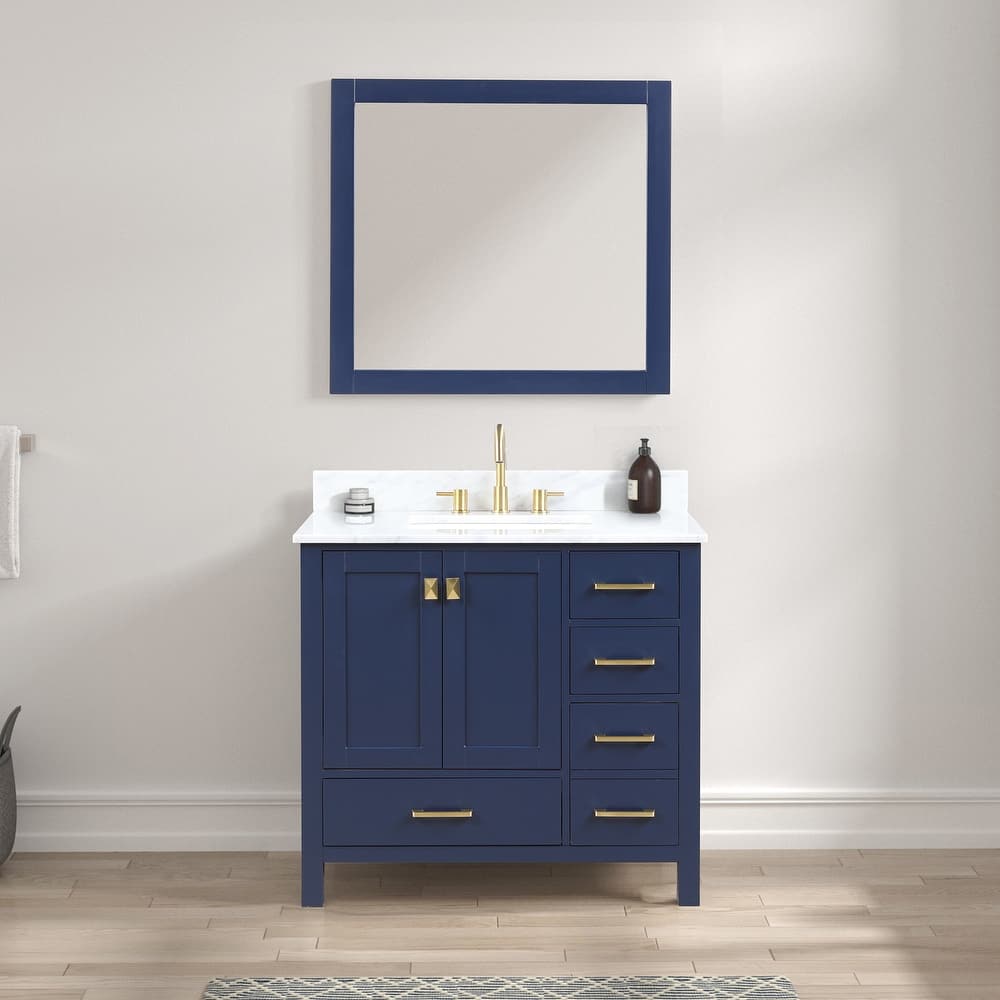 Blossom Geneva 36 Inch Bathroom Vanity with Marble Top, Sink & Mirror