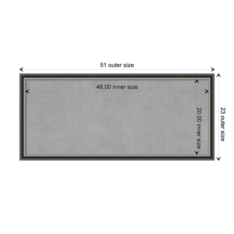 Amanti Art Theo Black Silver Framed Magnetic Board - Board Size 48x20