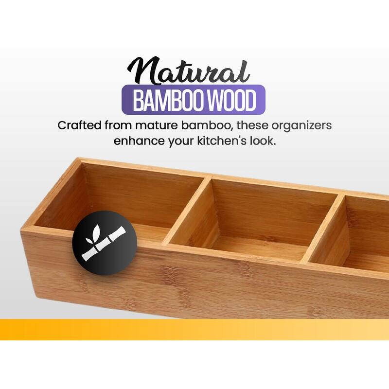Bamboo Storage Boxes without Handle, Organization Storage for Kitchen and Office