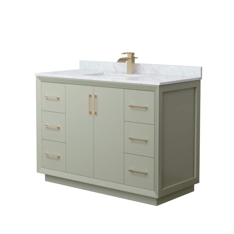 Wyndham Collection WCF414148S-NAT-UNSMXX Strada 48" Free Standing - Light Green / Satin Bronze Hardware