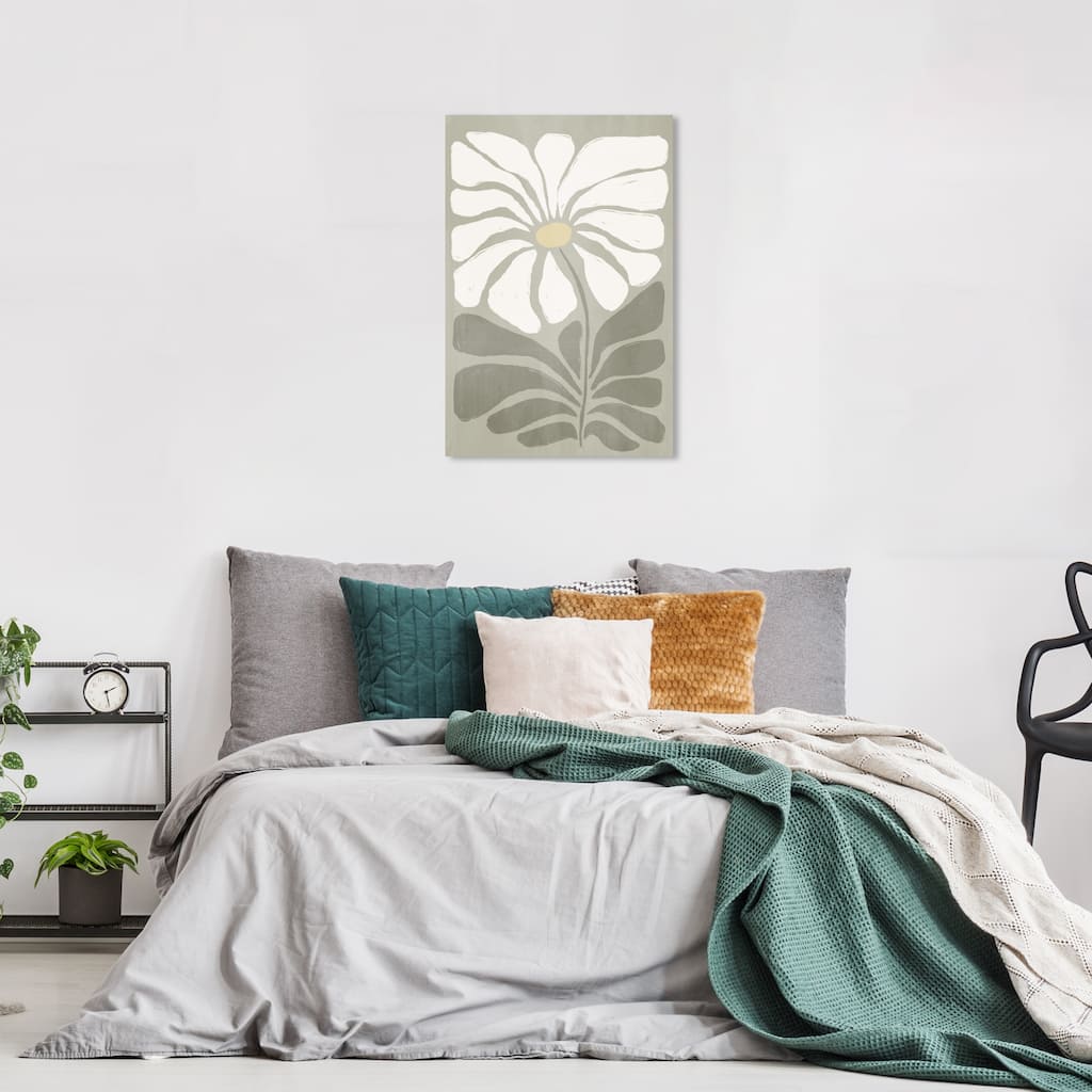 Wynwood Studio Canvas Floral and Botanical Minimalist Floral Cream White and Farmhouse Wall Art Canvas Print