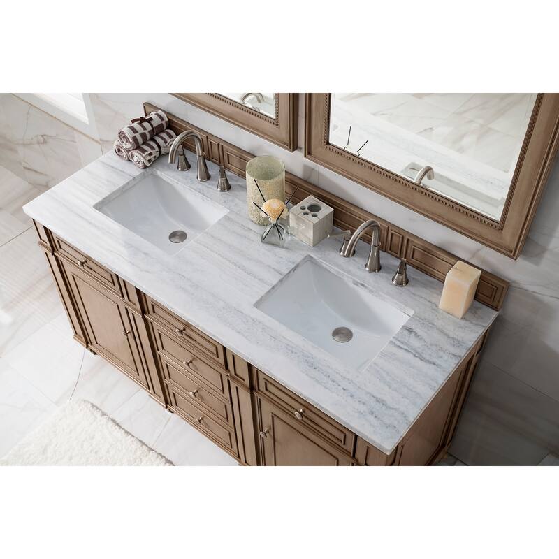James Martin Vanities Bristol 60" Double Vanity, Whitewashed Walnut