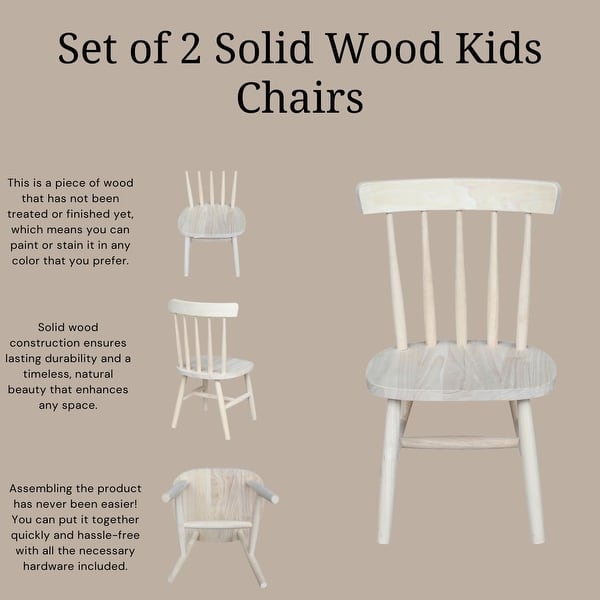 slide 2 of 11, International Concepts Set of 2 Solid Wood Kids Chairs