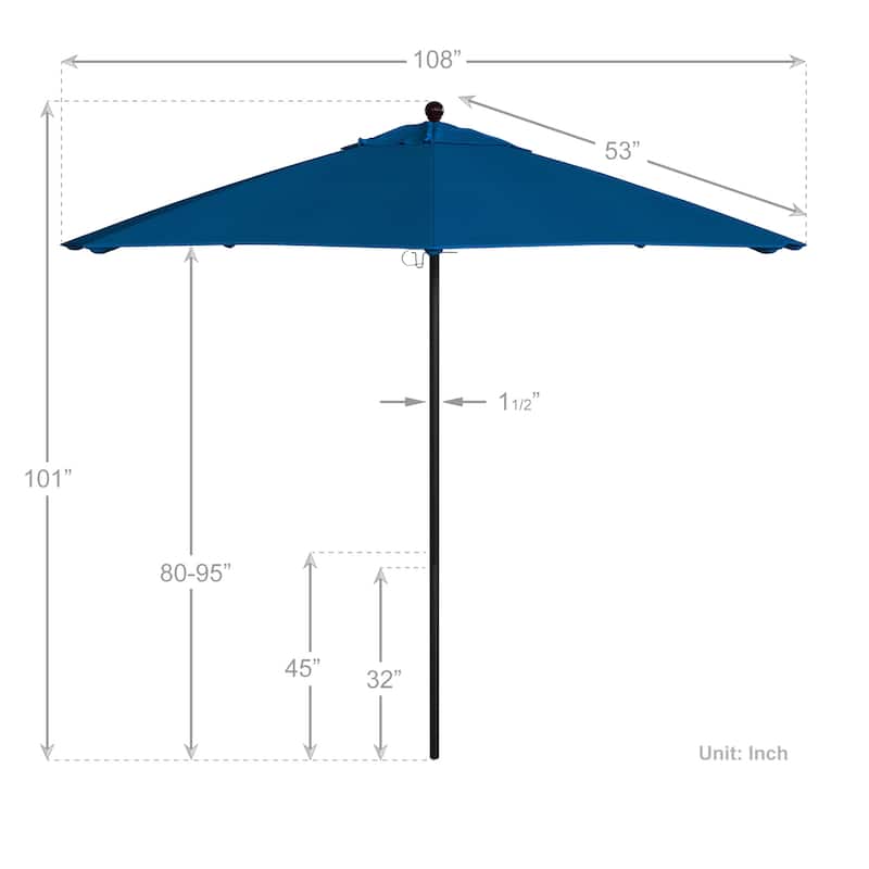 California Umbrella 9' Rd. Aluminum Frame, Fiberglass Rib Market Umbrella, Push Open, Bronze Finish, Pacifica Fabric