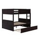 preview thumbnail 7 of 7, Solid Pine Wood Bunk Bed Frame Full Over Full Bunk Bed with Removable Trundle Bed Frame and Ladder for Kids Bedroom, Espresso