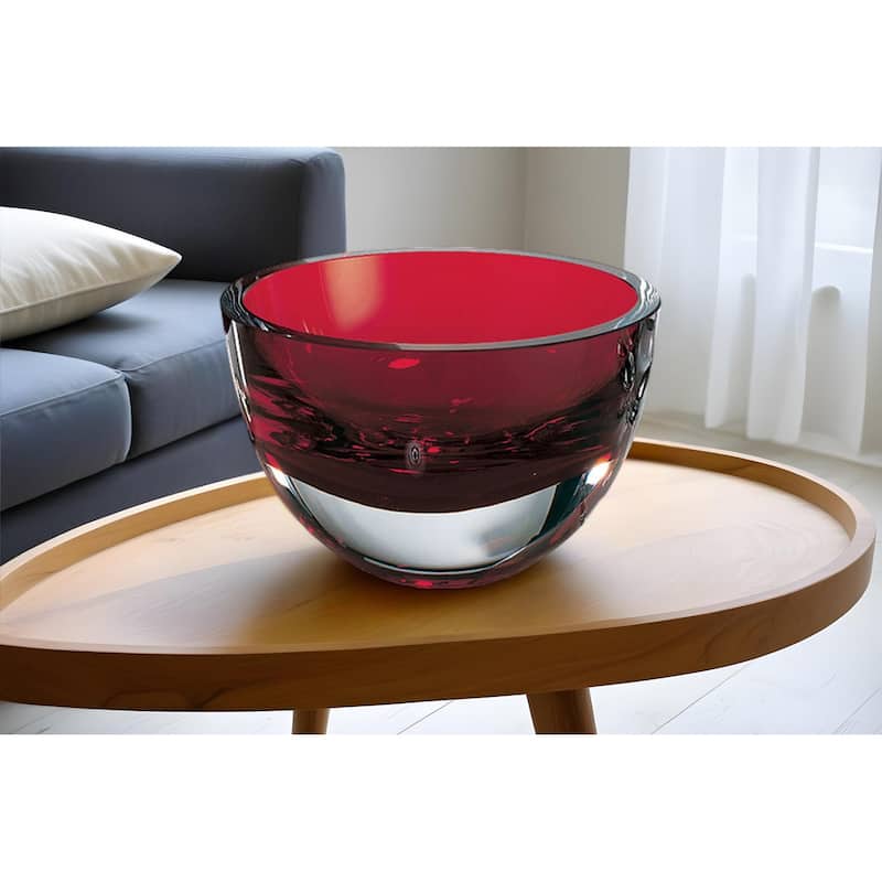 6" Red Mouth Blown Crystal Thick Walled Bowl - 6 - Red - 6 - 1 Piece