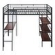 preview thumbnail 21 of 34, Stylish Metal Loft Bed Frame with 3 Layers of Shelves, Desk, Whiteboard, Ladder and Guardrails, Large Space Underneath