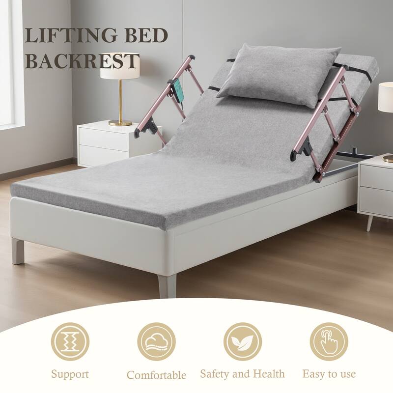 Electric Adjustable Bed Backrest with Safety Rails & Remote