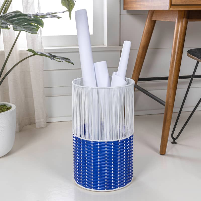Harper Modern 4.13-Gallon 2-Tone Faux Wicker Cylinder Waste Basket