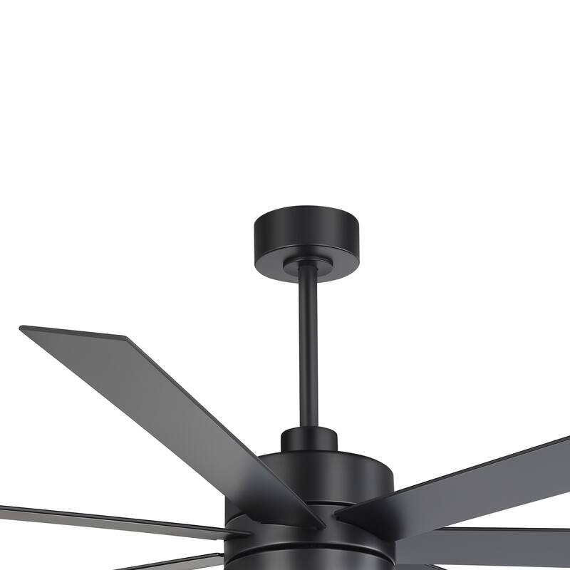 72-inch 7-Blade Matte Black Ceiling Fan with Light and Remote